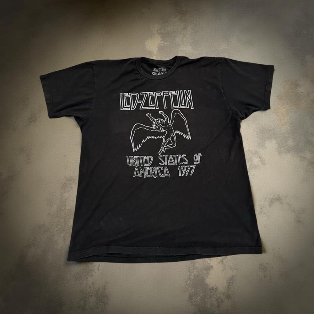 Led Zeppelin "United States of America 1977" T Shirt Black Graphic Tee Adult XL